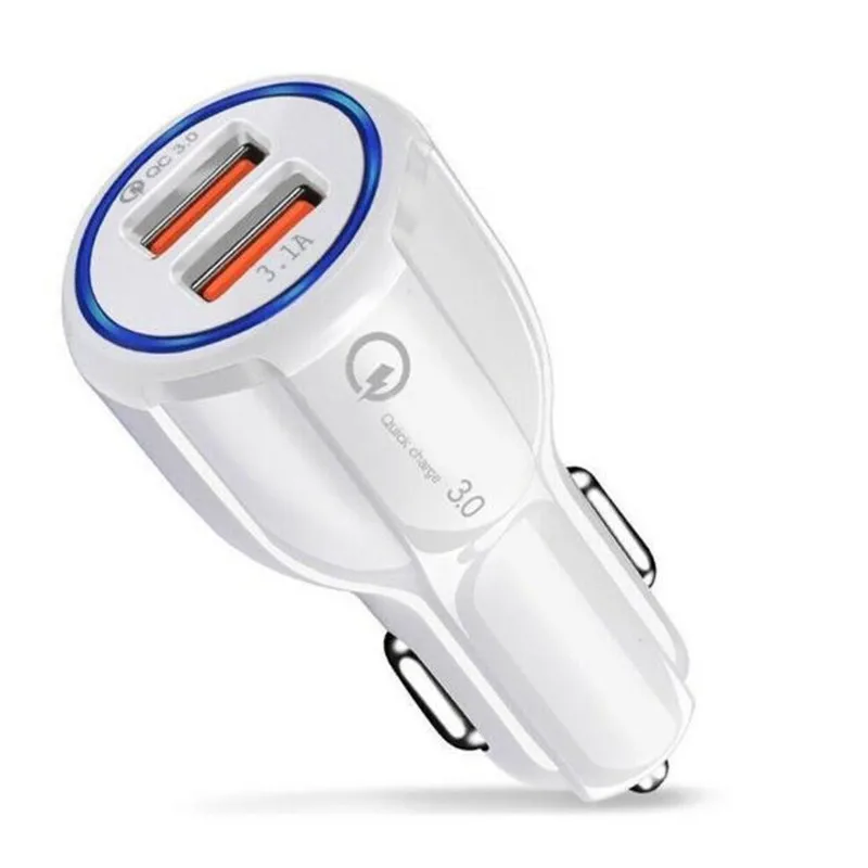 QC3.0 2 зарядных порта USB для автомобиля Зарядное устройство 5V 3.1A быстрой зарядки Quick Charge 3,0 Автомобиля Зарядное устройство для samsung S7 S6 Примечание