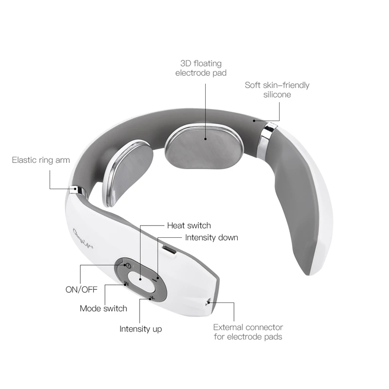 Электрический импульс массажер для шеи с электродной подушечкой беспроводной шейной позвонки массажный Инструмент Функция нагрева облегчение боли в плече 31