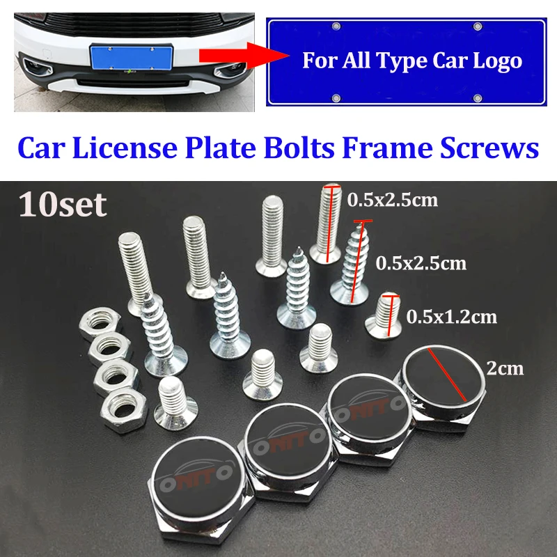 

10sets Car Accessory License Plate Frames Tag Cap Screw Caps Nuts for Citroen Chevrolet Fiat Audi Rover Suzuki Seat