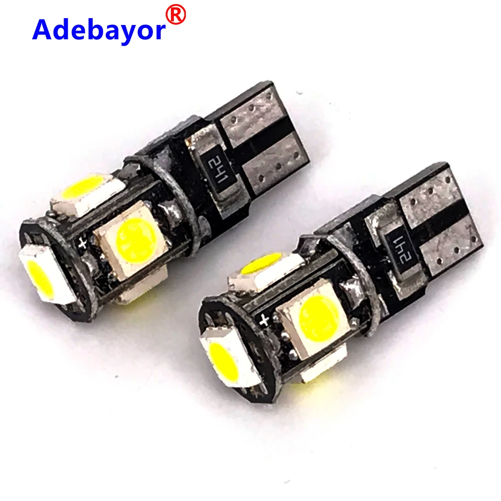 1 шт. автомобильная светодиодная лампа W5W 194 168 501 t10 canbus 5smd 5050 led 5 smd 3 чипа w5w с