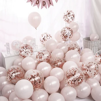 

109 Pcs 5/10/12/18 Inch Rose Gold Balloon Set Confetti Balloon Birthday Decor Party Wedding Decoration Anniversary Supplies