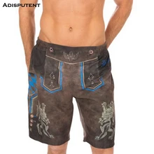 Adisputent Men Bavarian Traditional Printed Shorts Brown Elasticated Waist Shorts Summer New Male Oktoberfest Costume Bottoms