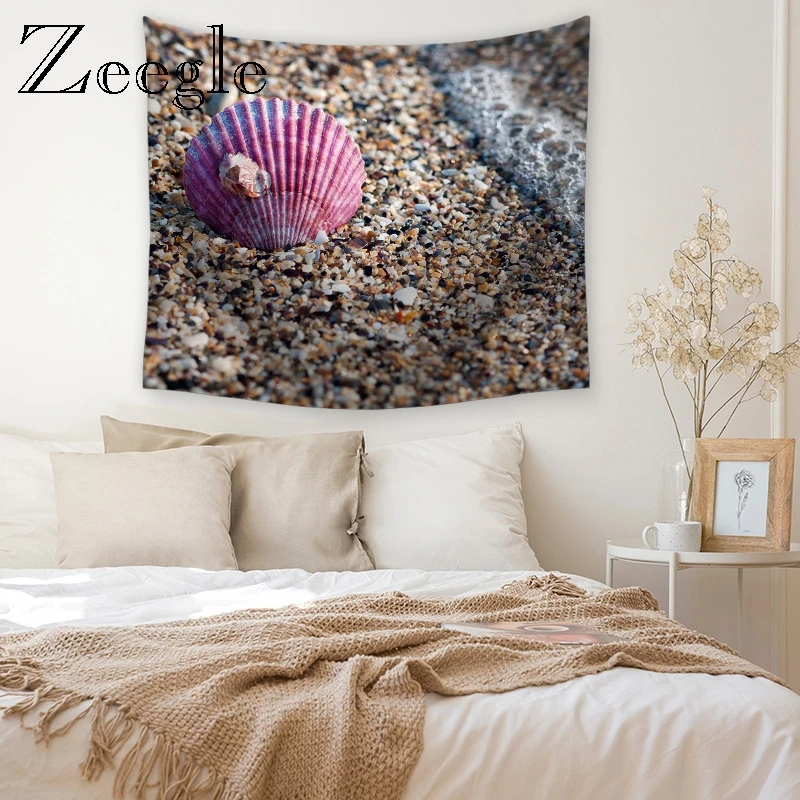 Zeegle 3D Printed Shell Wall Hanging Tapestry for Living Room Decor Picnic Blanket Beach Towel Bedroom Account Office Tapestry