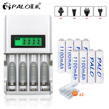 

8pcs 1100mAh nimh rechargeable AAA 3a battery + 4 slots fast LCD smart battery charger for AA / AAA Ni-MH / Ni-dc batteries