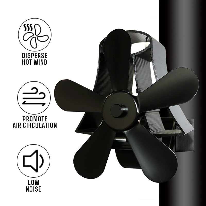 

Wall Mounted 5 Blade Heating Fireplace Fan Fan Heating Fan Burner Cooling Fan Wood Friendly Quiet Fan Heat Distribution Tool