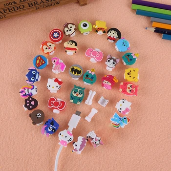

100Pcs/lot Cartoon Cable Protector For iPhone5 5s 6 6plus 6s 7 8 USB Charging Data Line Cord Protector Case Cable Winder Cover