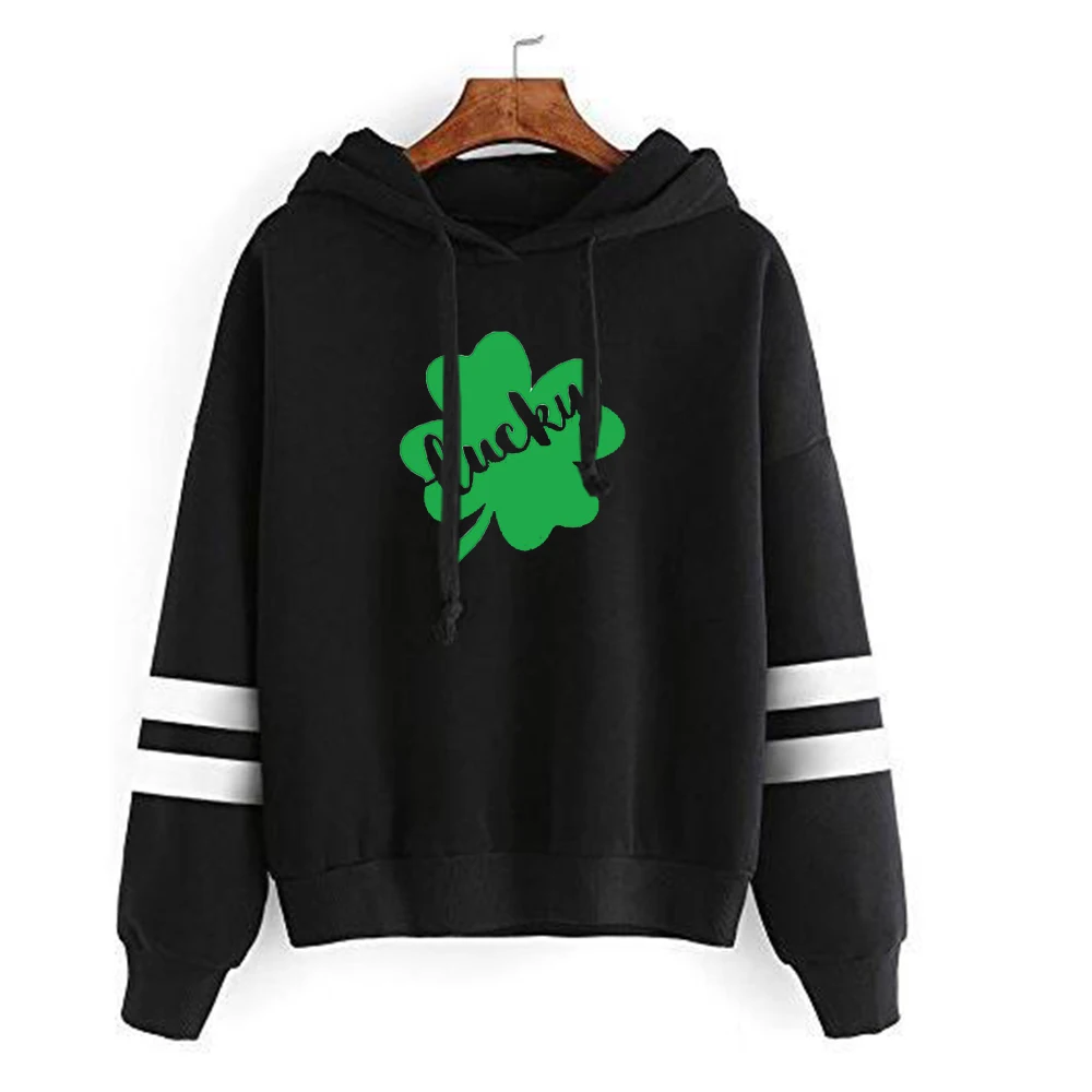 

Lucky Shamrock Hoodies Women St. Patrick's Day Woman Clothes Harajuku Four Leaf Luck Sweatshirt Kawaii Irish Shamrock