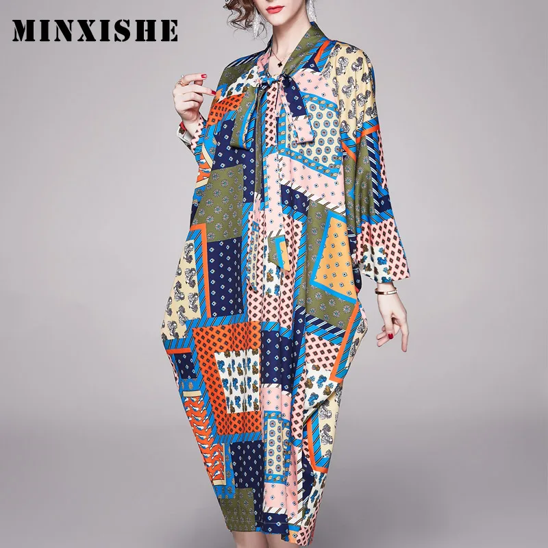 Boho 2020 весеннее Свободное длинное женское платье с бантом богемное шикарное