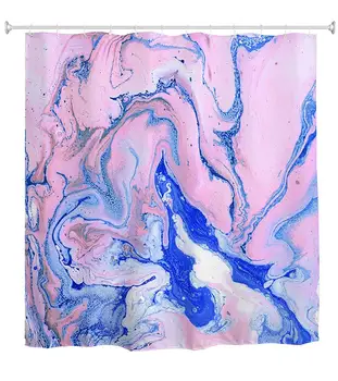 

Marble Blue Pink Marbling Texture Watercolor Shower Curtain ch Home Decorative Polyester Bath Curtain with 12 Hooks