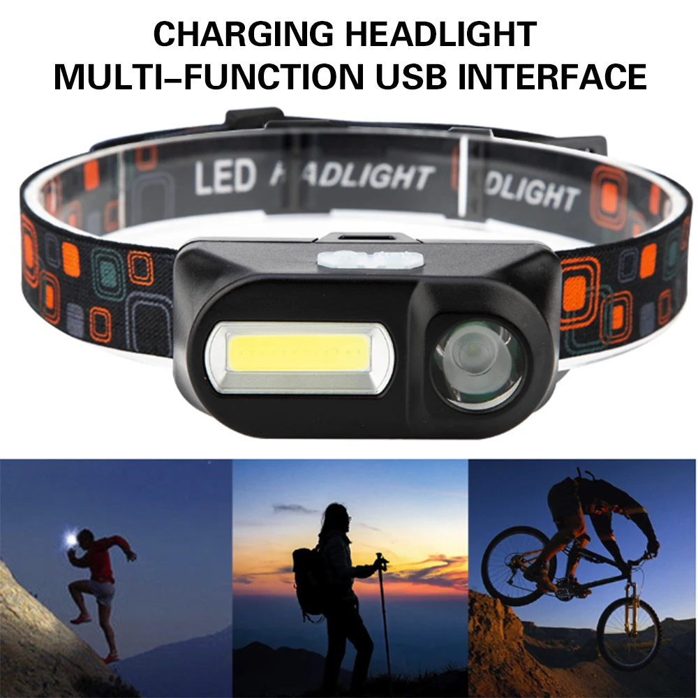 

USB Charging Mini Flashlight Fishing Headlight Black COB Reading Lighting LED Outdoor Camping Multifunctional Headlamp
