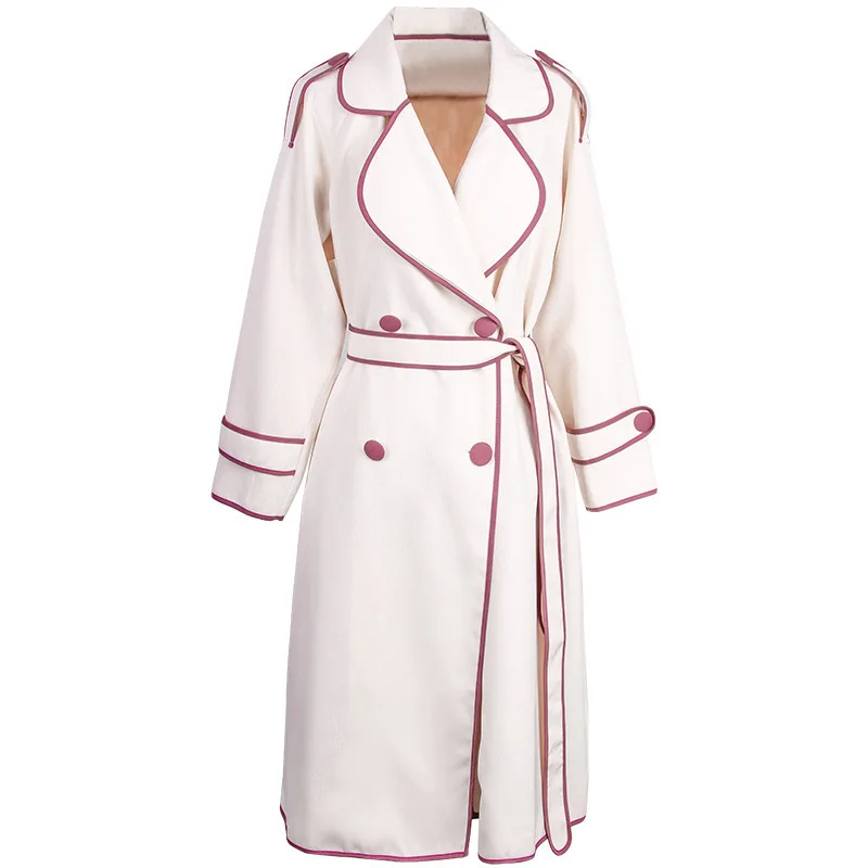 TVVOVVIN New Autumn Korea Style Full Sleeve Patchwork Turn-down Collar Single Breasted Pockets With Sashes Women Coat Fs195