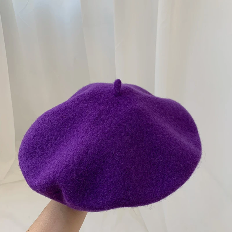 Luna&Dolphin Women 90%Wool Mushroom Rimi Blue Berets Autumn Winter Deep Eaves Knitting Artist Cap Painter Beanie Hat Sweet Color Luna&Dolphin Women 90%Wool Mushroom Rimi Blue Berets Autumn Winter Deep Eaves Knitting Artist Cap Painter Beanie Hat Sweet Color