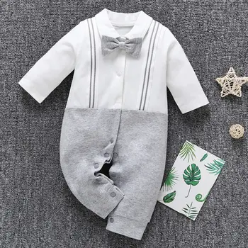 

Spring Baby Boy Bodysuit Long Sleeve Romper Gentleman Design Newborn Cotton Rompers Jumpsuit Costumes