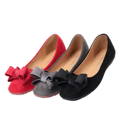 

2019 Spring And Summer New Products Korean-Style Shoes Bow Suede WOMEN'S Flat Shoes Soft Bottom Versatile Square Head Shoes Red