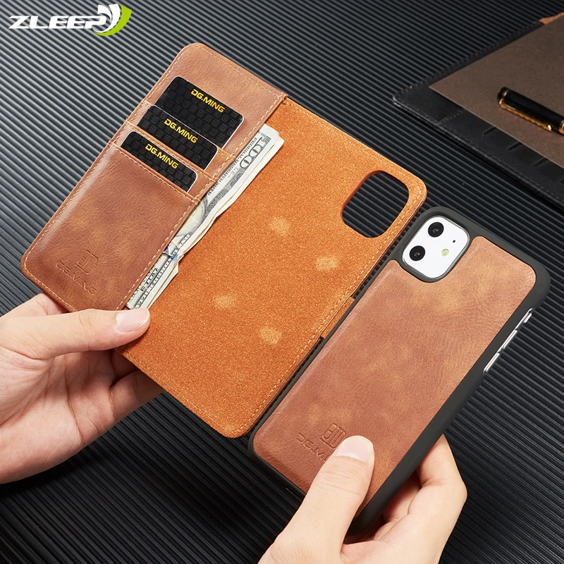 

Case For iPhone 11 Pro XS Max XR X 7 8 6 6s Plus Luxury Leather Removable Etui Coque For iPhone 5 5s SE Flip Magnetic Card Cover