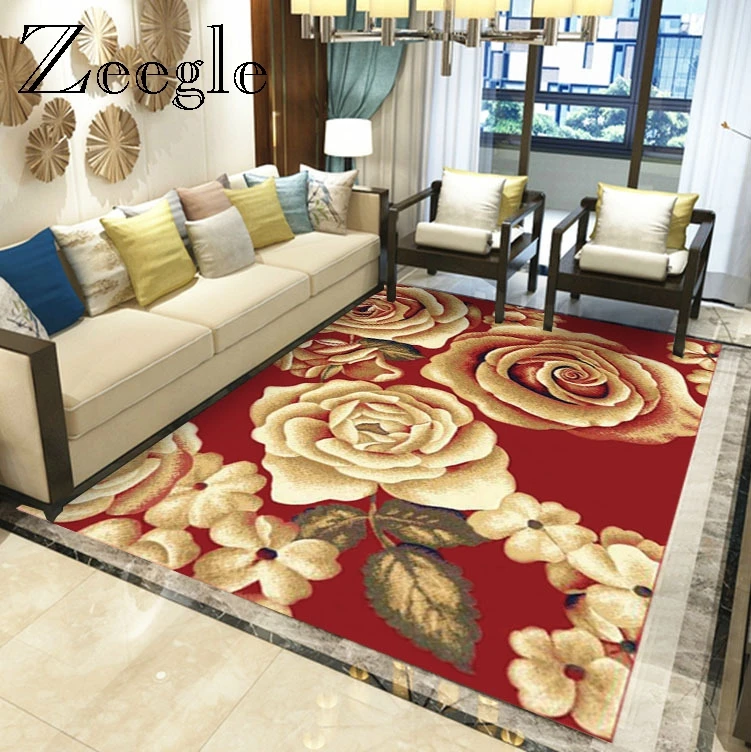 Zeegle Large Area Rug for Living Room Parlor Rectangle Rug 3D Floral Pattern Office Carpet Home Decor Rugs Vintage Carpets
