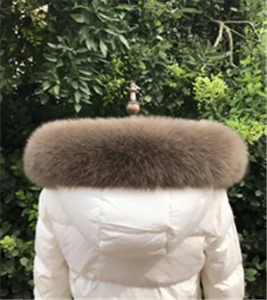 Genuine Fox Fur Scarves Collar Winter Natural Real Fox Fur Collar Scarf for Women coat Warm Hood Fur Scarf shawl Female - Цвет: 22