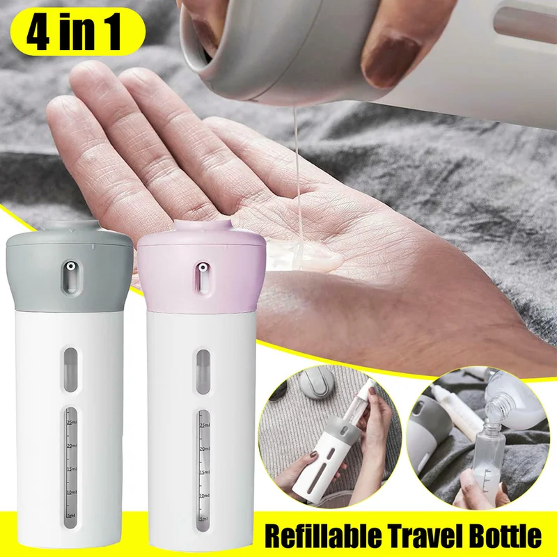 Portable Travel Liquid Soap Empty Dispenser Cosmetic Emulsion Bottling Container 4 In 1 Refillable Lotion Shampoo Storage Bottle