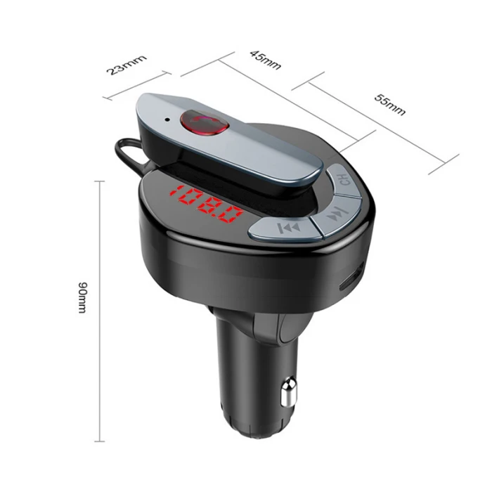 Беспроводное USB Автомобильное зарядное устройство для мобильного телефона Handsfree fm-передатчик MP3 с беспроводными Bluetooth наушниками NK-Shopping