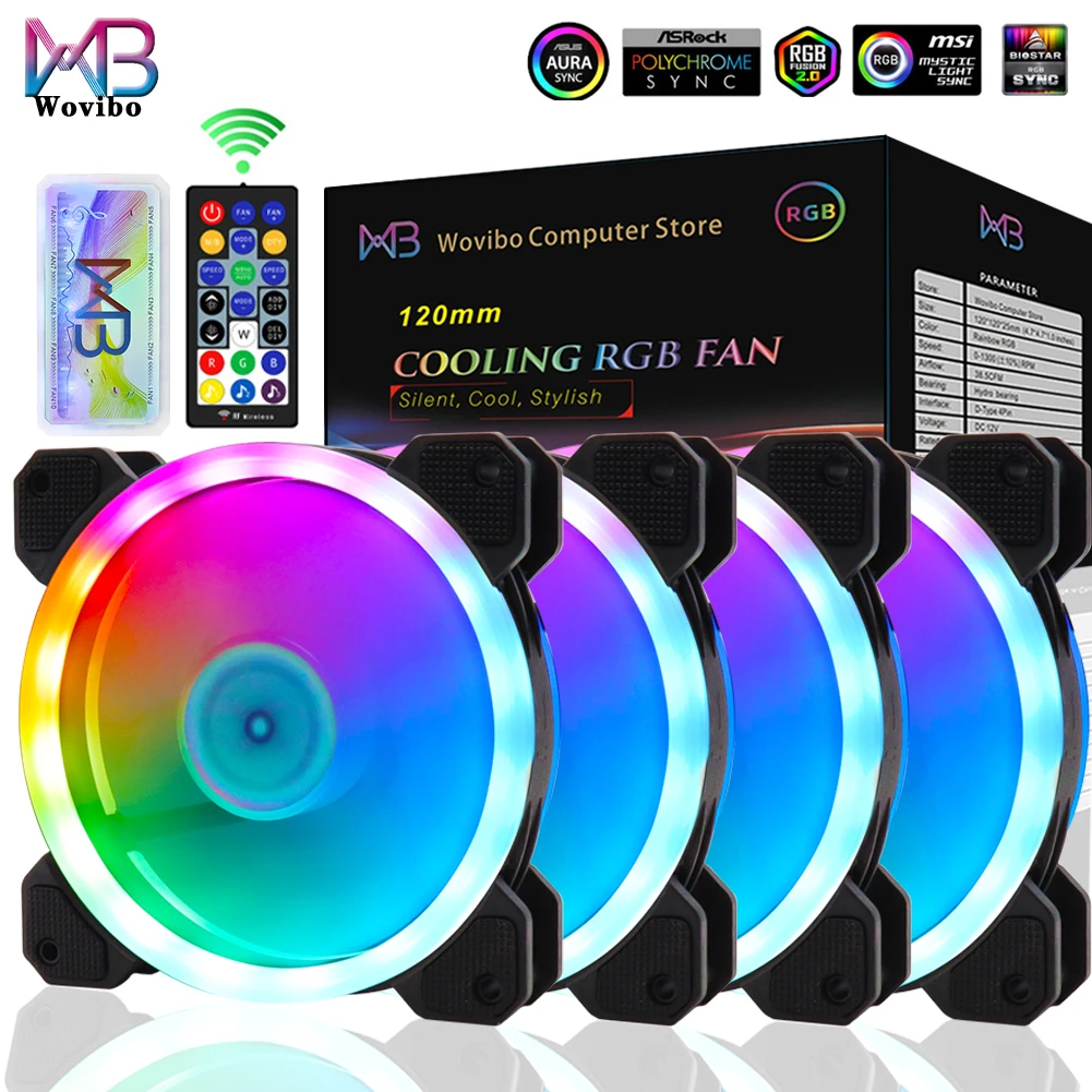 Wovibo 120 мм вентилятор RGB чехол вентиляторы Argb бесшумный охладитель ПК компьютер
