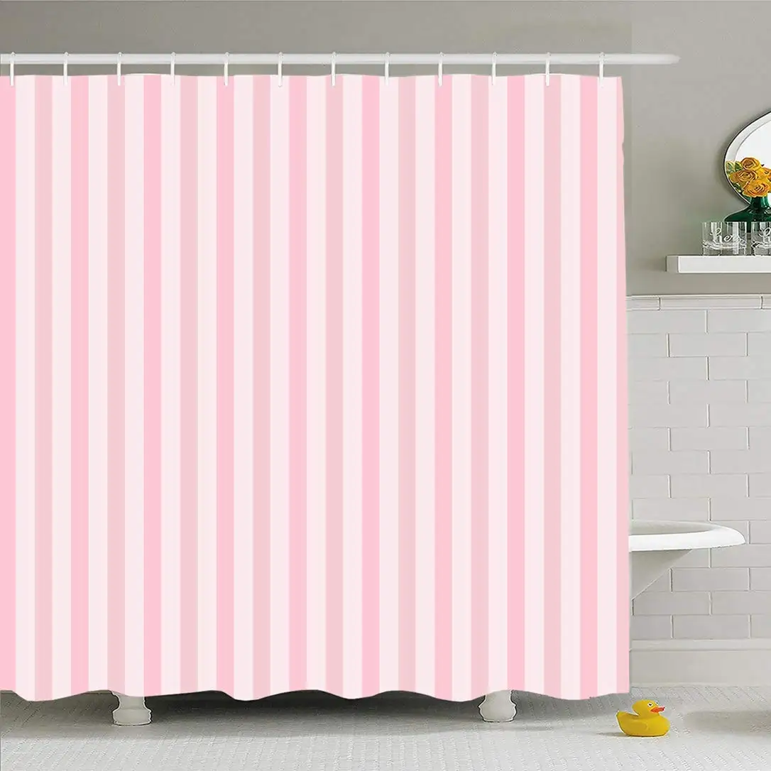 

Shower Curtain Set with Hooks 72x72 Pattern Wall Texture White Stripe Retro Wedding Sweet Border Pink Two Abstract Textures