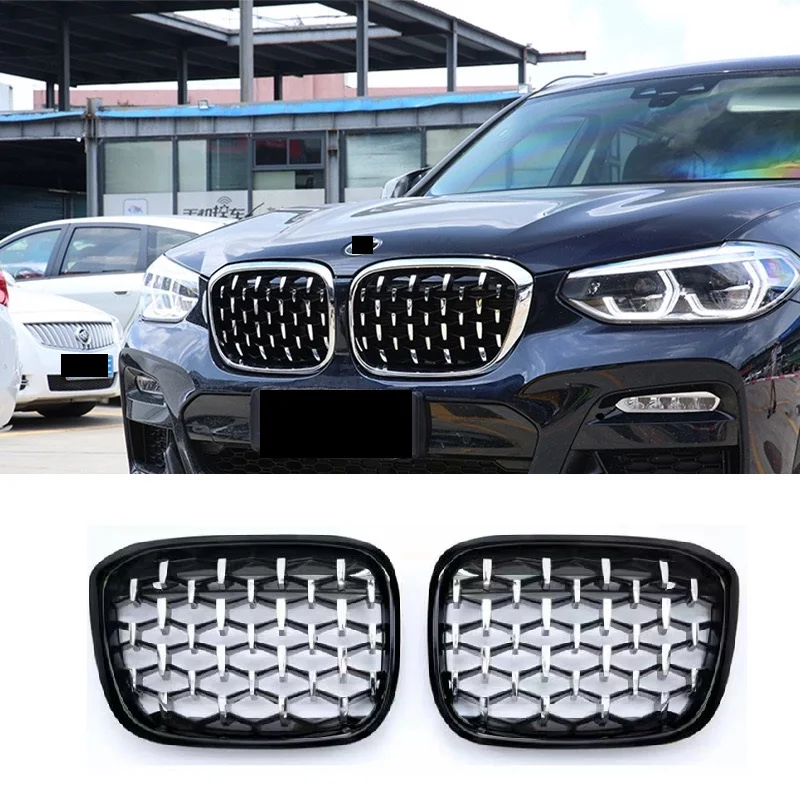 

1Pair Front Bumper Kidney Grilles Diamond Style Fit For BMW X3 X4 G01 G02 G08 2020-UP Replacement Grills