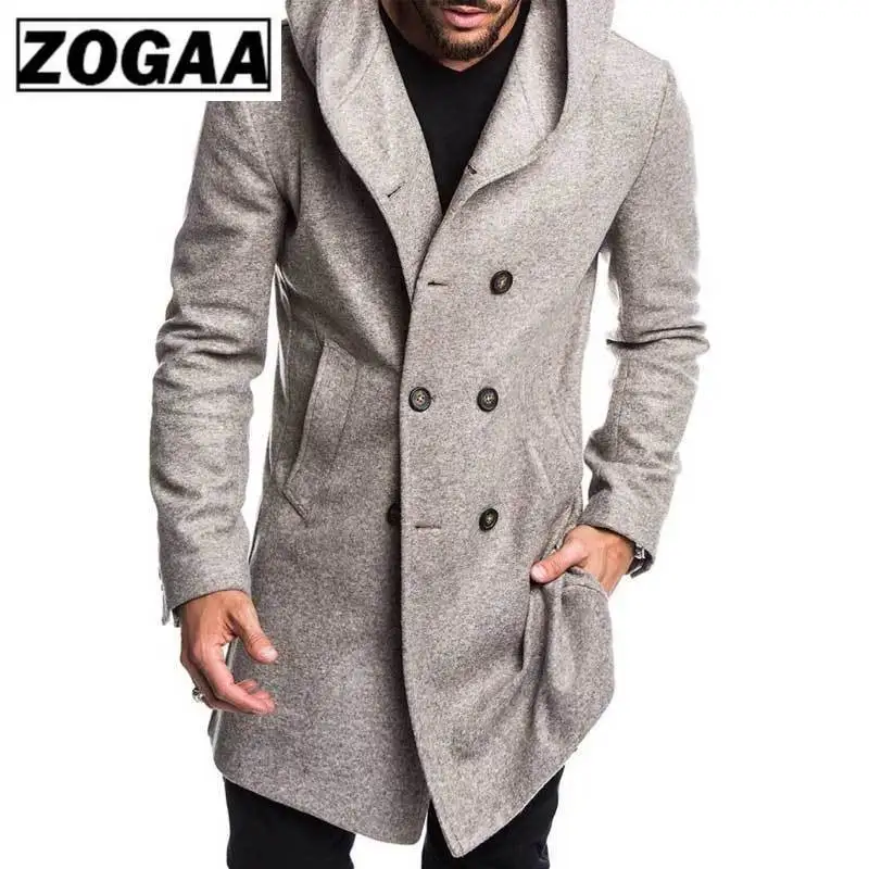 Kopen ZOGAA Mode Heren Trenchcoat Jas Lente Herfst Heren Jassen Casual Effen Kleur Wollen Trenchcoat voor Mannen Kleding 2019