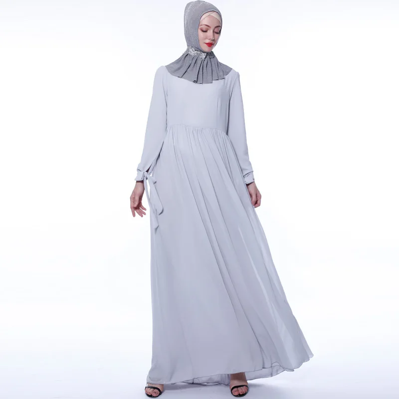 

2019 Autumn Casual Chiffon Women Muslim Abaya Long Dress Kaftan Caftan Turkish Dresses Prayer Islamic Clothing Robe De Femme