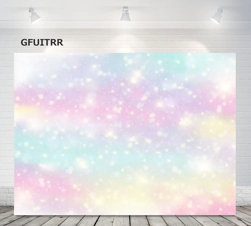 GFUITRR пастельный Радужный фон для фотосъемки на день рождения детский душ фото стенд фон красочный Блестящий фото реквизит