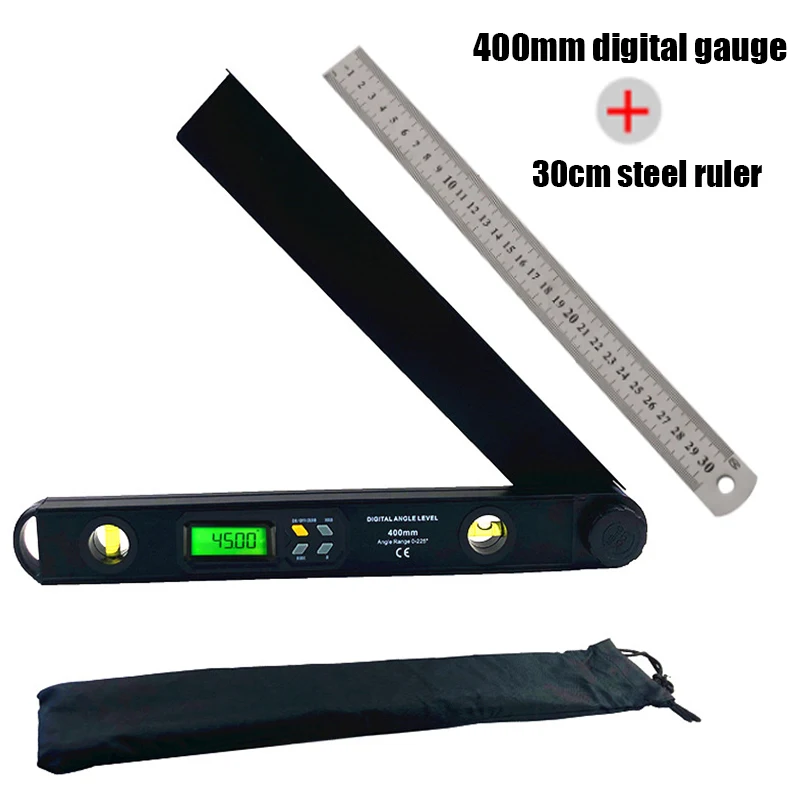 Digital Electronic Protractor ruler angle finder Level Measuring Gauge meter inclinometer 0-225 degree 400MM metal material