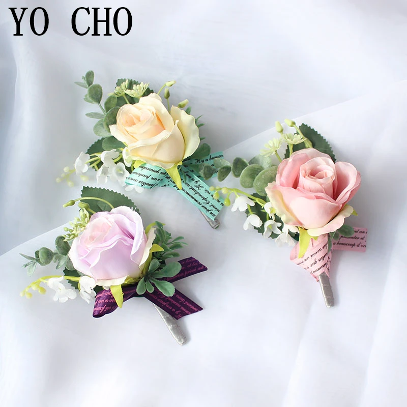 wedding wrist corsages boutonnieres bridal groom marriage pink red roses flower (7)