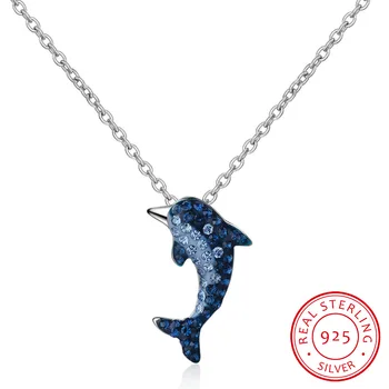

925 Sterling Silver Crystal Dolphin Necklace Net Red Trendy Cavicle Chain Necklace For Women S-N313