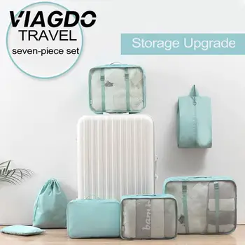 

Storage Bags Travel Packing Cubes Luggage Waterproof Clothes Organiser Suitcase 7pcs Oxford DIY Convenient Traveling