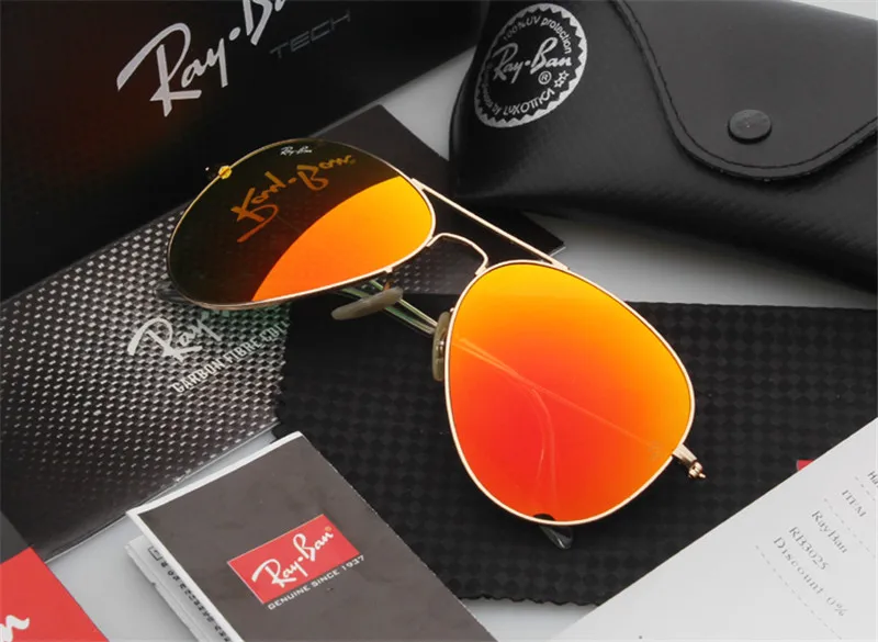 Rayban RB3025 авиа Пилот солнцезащитные очки мужские и женские поляризованные зеркальные УФ-очки модные классические очки для вождения, для рыбалки