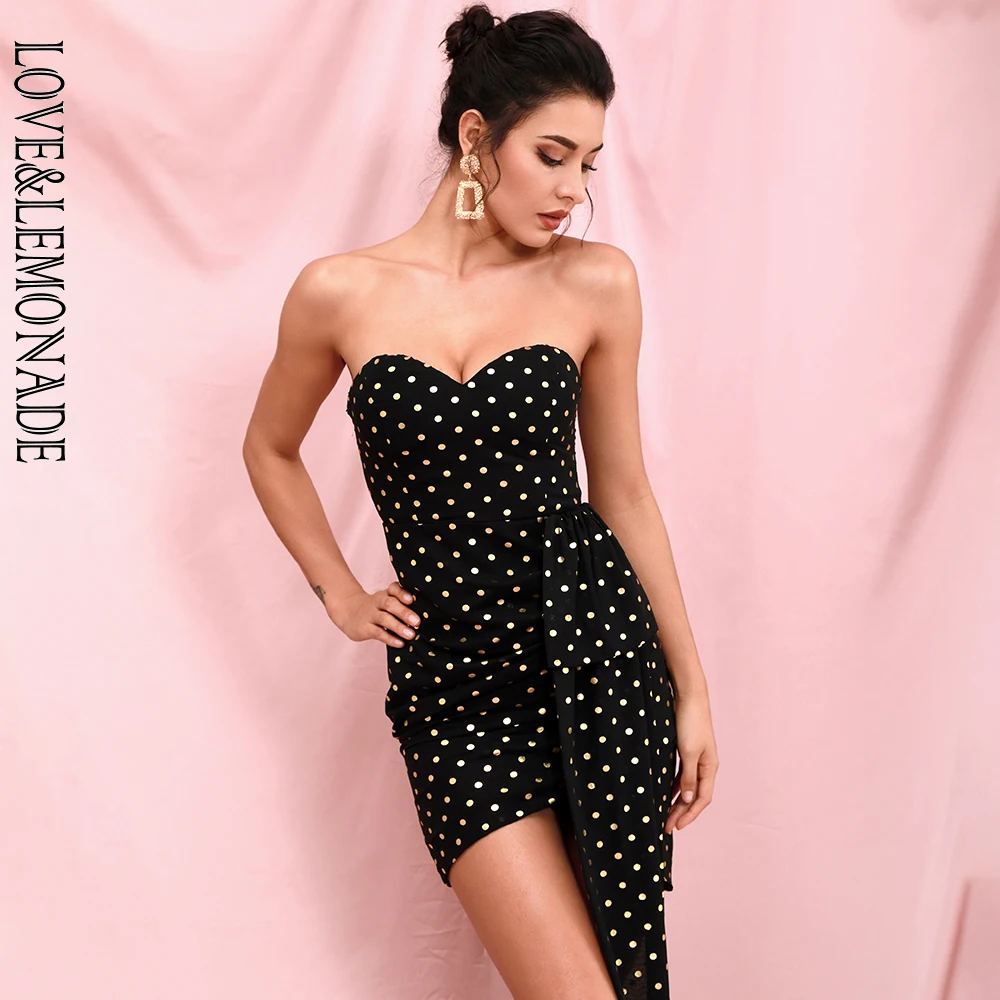 Женское шифоновое мини платье LOVE & LEMONADE черное облегающее вечернее с двумя