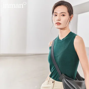 

INMAN 2020 Spring New Arrival Round Collar Pure Color Concise Style Single Wear Base Knit Sleeveless Waistcoat