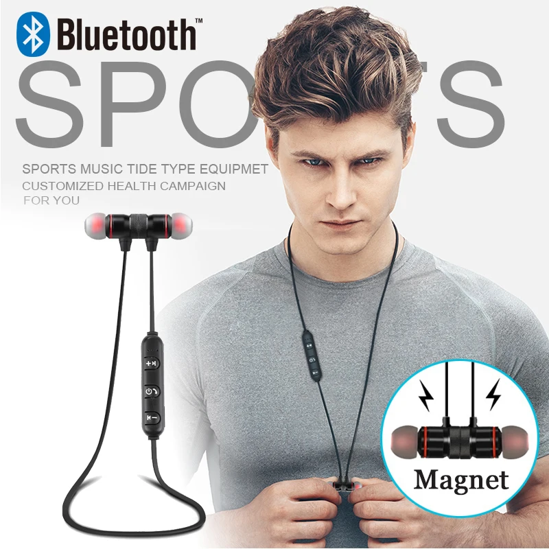 Bluetooth Earphone Sports Neckband 5.0 Magnetic Wireless earphones Stereo Earbuds Music Metal Headphones With Mic For All Phones (3)