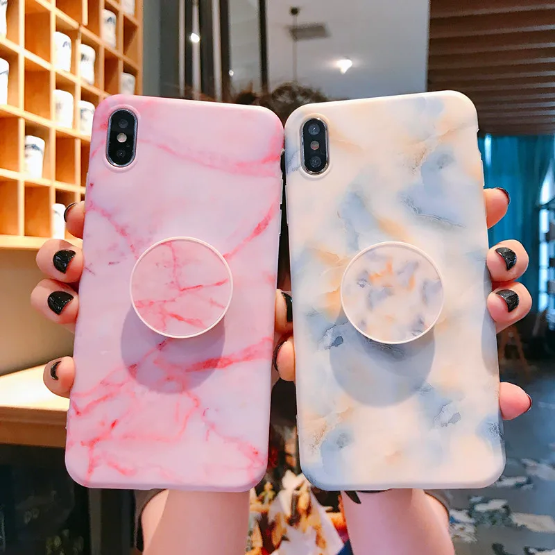 Для iPhone 11 Pro Max XS MAX X XR 6S 6 7 8 Plus мраморный Мягкий Силиконовый ТПУ чехол с подставкой