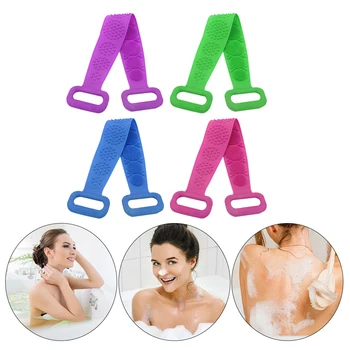 

70cm Silicone Scrub Bath Brush Strip Massage Back Rubs Bathing Tape Towel Bathroom Accessories Rubbing Sided Scrub For Body Skin