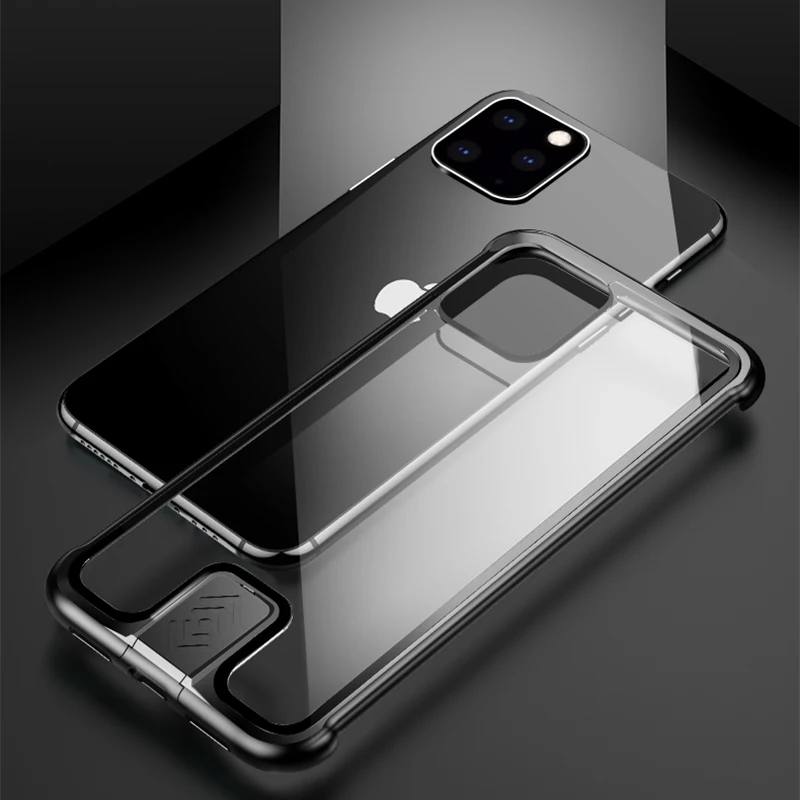 Новое поступление чехол для Coque iPhone 11 Pro Max Funda роскошный алюминиевый бампер из закаленного стекла полное покрытие Push Pull Hot