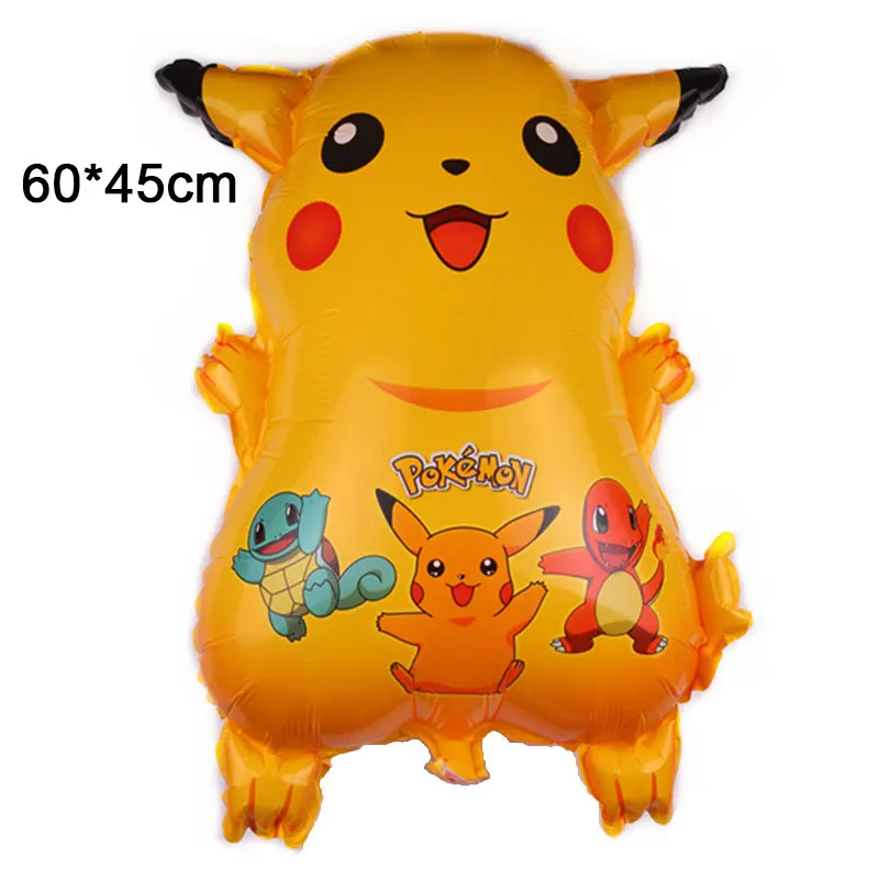 Pokemon Birthday Party Supplies Tableware Set Party Paper Plates Cup Napkins Pokemon Party Balloon Decorations Hats Flags Candle - Color: BalloonB-1pcs