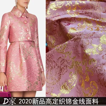 

2YDS High Quality Yarn-Dyed 2020 Spring Flowers Jacquard Fabric French Import Jacquard Lace Fabric For Making Fashions Dresses