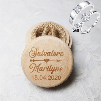 

Personalized Rustic Wedding Wood Ring Box Holder Custom Your Names and Date Wedding Ring Bearer Box