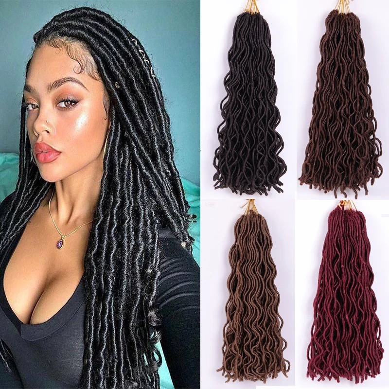 

WERD 20 inch Faux Locs Crotchet Hair Extensions Crochet Braids Soft Natural Synthetic Hair Ombre Red Brown Hair Braids