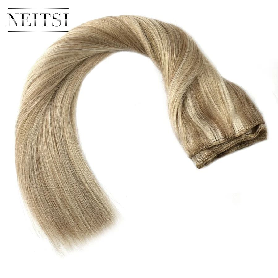 Neitsi прямые сложенные пополам волосы Remy человеческие волосы плетение для наращивания Balayage 2" 50 см 100 г/шт. Омбре прядь натуральных волос пучки - Цвет: P16-60