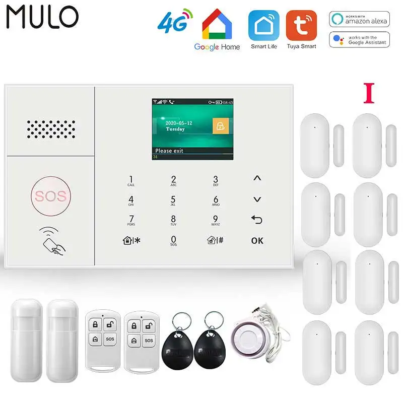 wireless security keypad MULO 4G 3G Security Alarm Systems for Home with Smart Motion Detector and Door Sensor PG108 security alarm keypad Alarms & Sensors