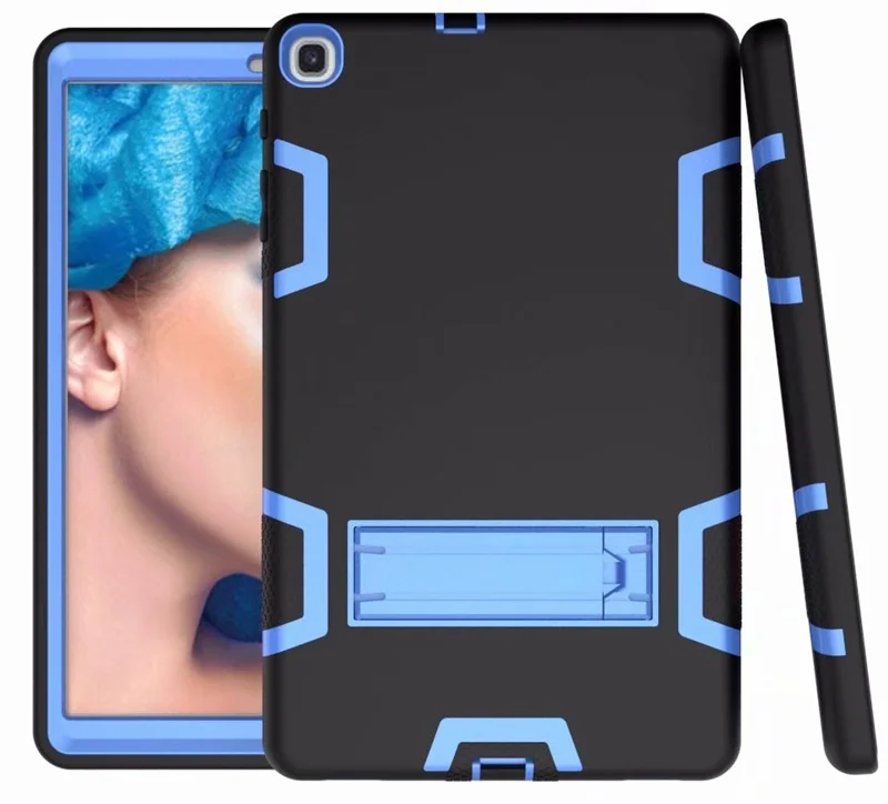 Black and Blue Чехол для Samsung Galaxy Tab A 10,1 SM-T510 T515 чехол Tab A 10,1 Чехол Детская безопасная резиновая силиконовая Противоударная стойка для брони - Цвет: Black and Blue