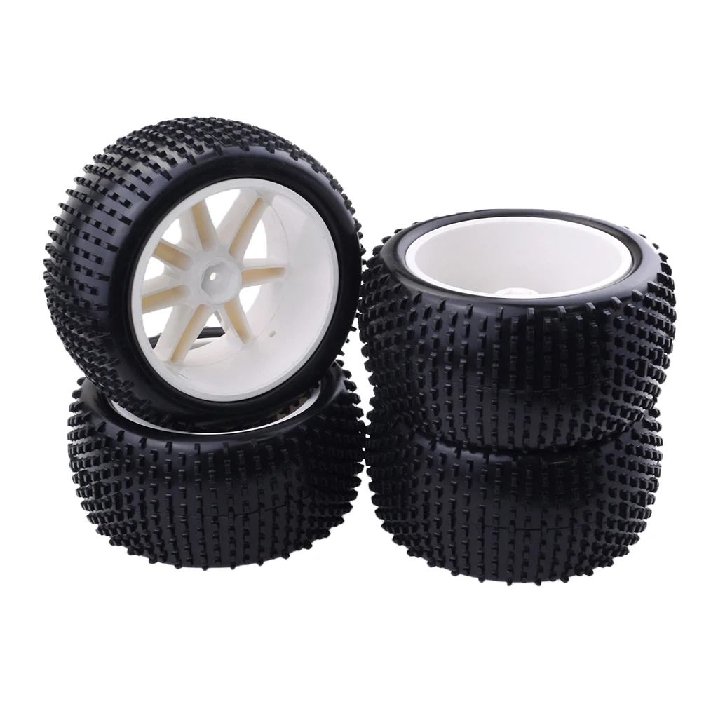 Pack of 4, 11cm Outer Diameter RC Buggy Car Tires, 12mm Wheel Rim for 1/10 HSP Hongnor ZD Racing LRP Crawler Model Cars