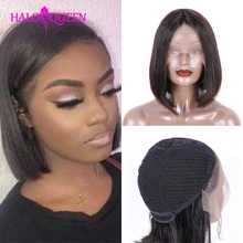 HALOQUEEN прямые кружевные передние парики малазийские предварительно выщипанные кружевные передние человеческие волосы парики с детскими волосами прямые парики 6-16 дюймов