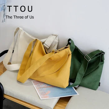 

TTOU Simple Women Shoulder Bags Canvas High Capacity Candy Color Student Crossbody Bags Casual Shipping Tote Bags Handbags